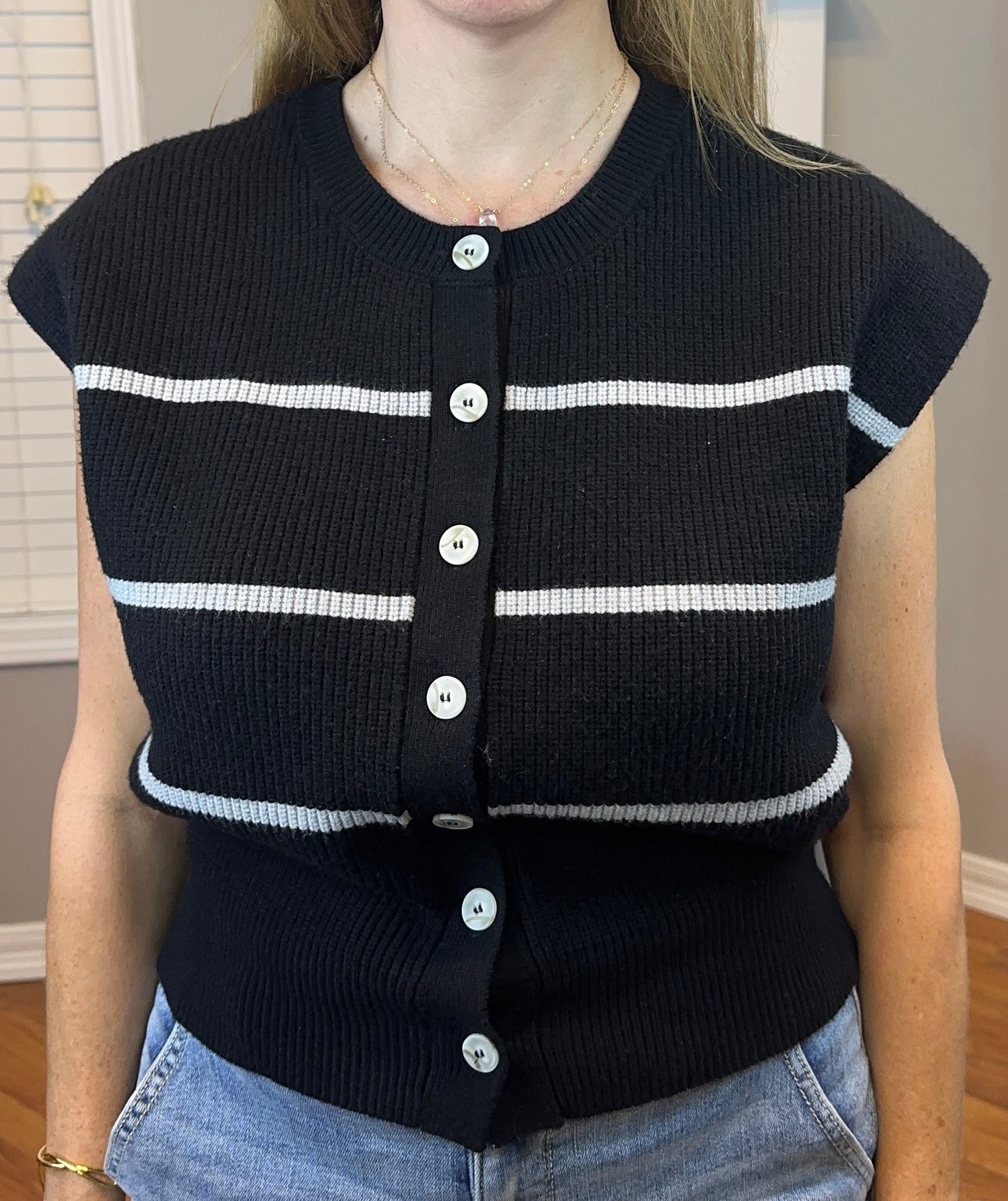 Zenana Striped Viscose Sweater Vest