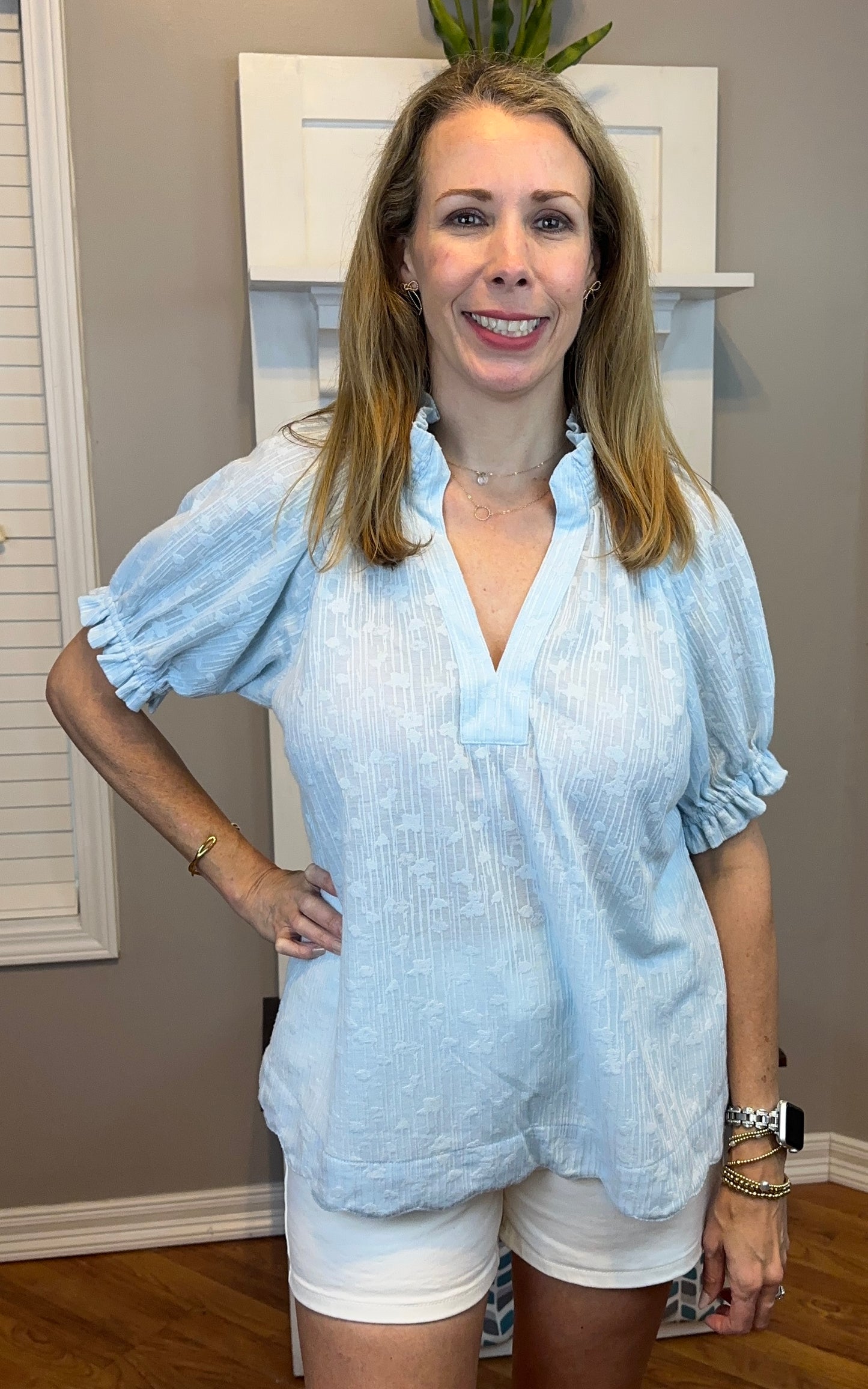 Umgee Textured Pintuck Blouse