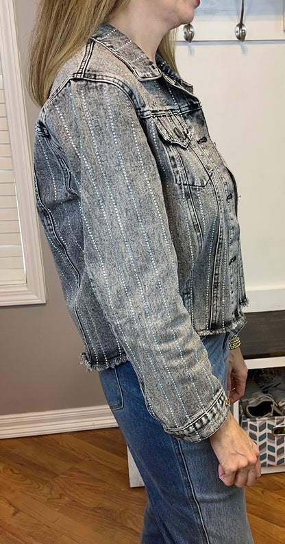 Restock! Black denim jacket with sparkly stones