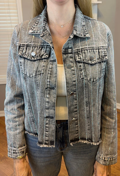 Restock! Black denim jacket with sparkly stones