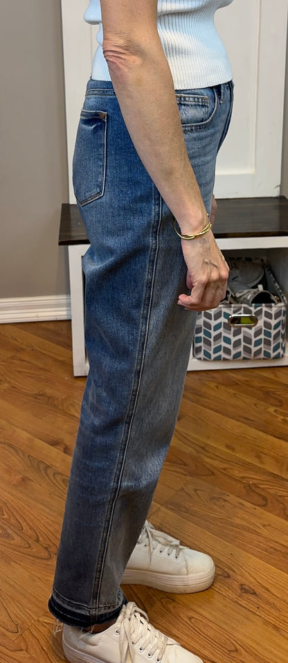 Judy Blue Full Size Mid Rise Rigid Magic Release Hem Jeans