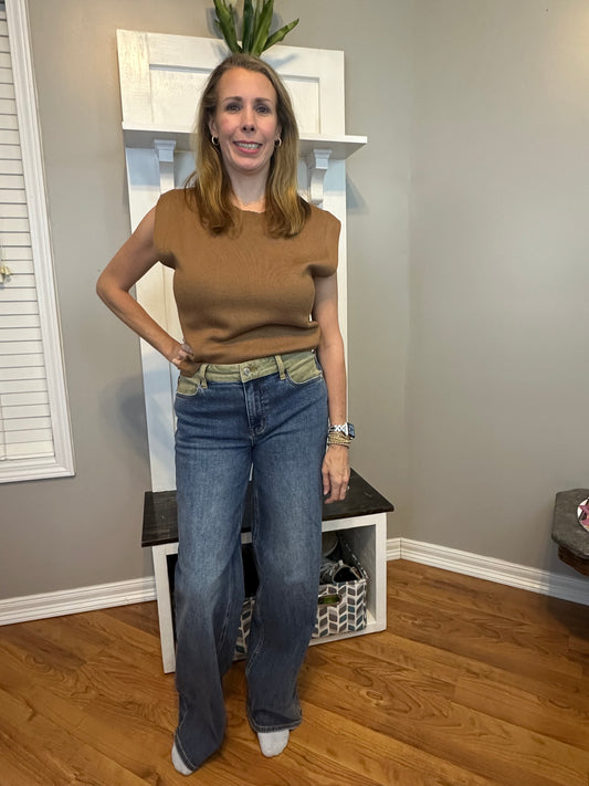 Judy Blue MR Column Straight Jeans with Corduroy Waist