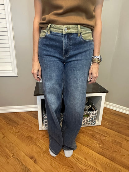 Judy Blue MR Column Straight Jeans with Corduroy Waist