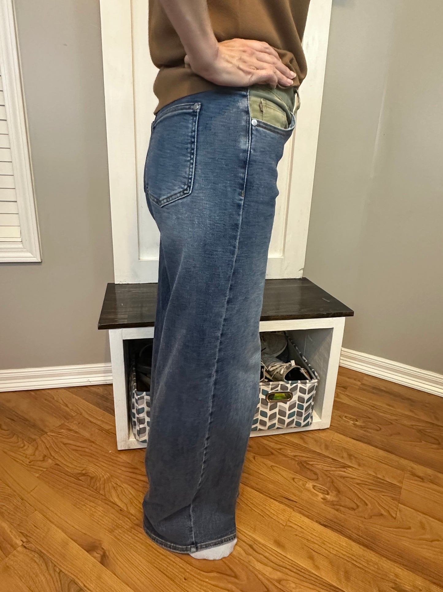Judy Blue MR Column Straight Jeans with Corduroy Waist