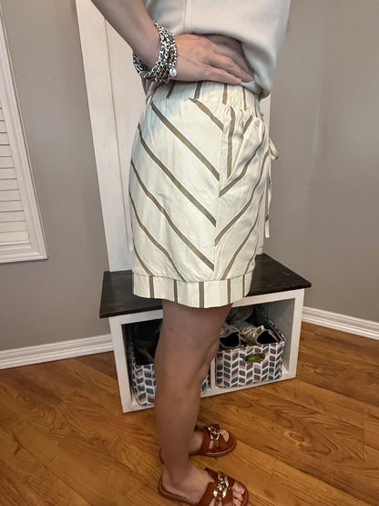 Taupe Stripe High-Waisted Shorts