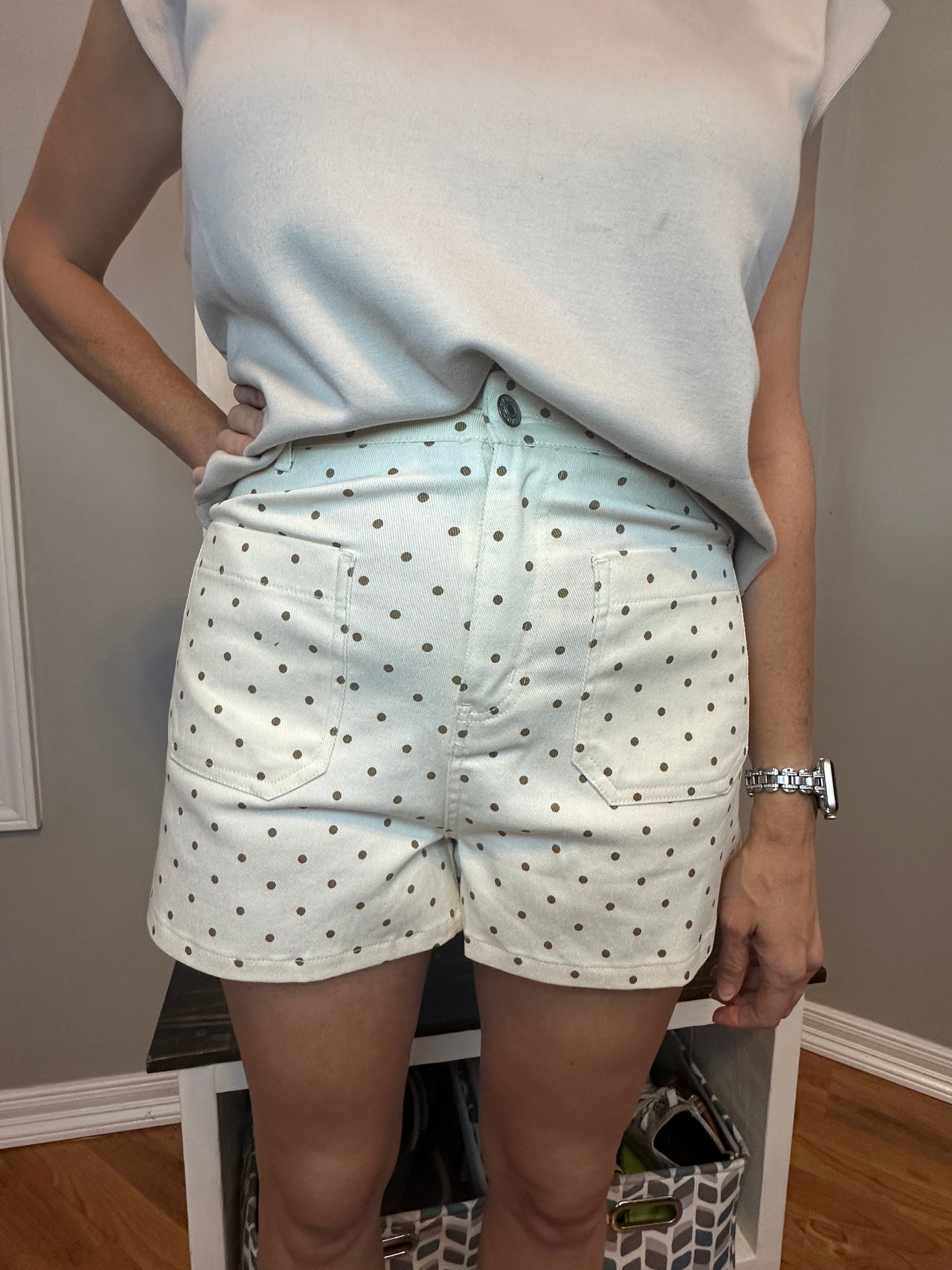 Polka Dot High-Waisted Shorts