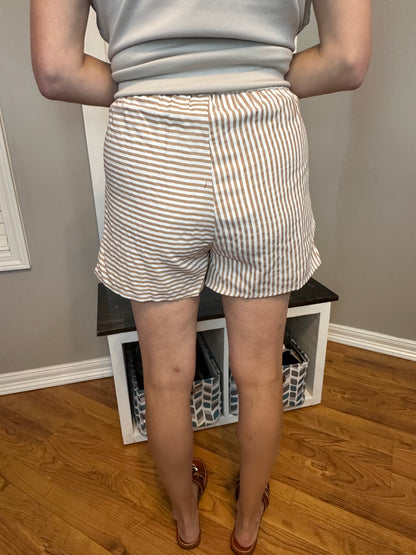 Stripe Print High-Waisted Shorts