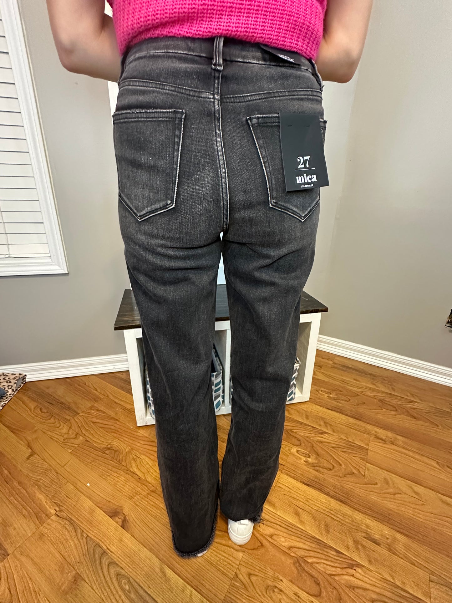 Black Mica Denim Stretch Super High Rise Wide Leg