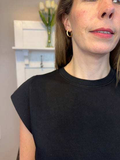 Cap Sleeve Crew Neck Pullover Top