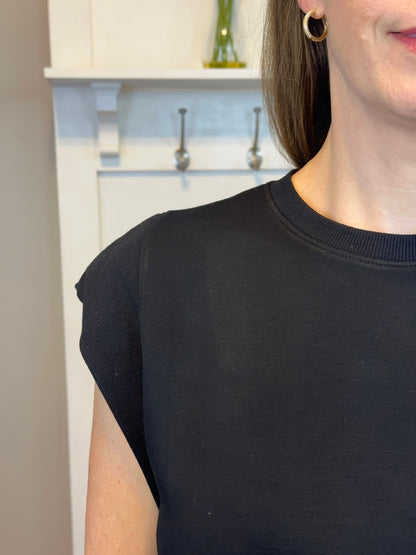 Cap Sleeve Crew Neck Pullover Top
