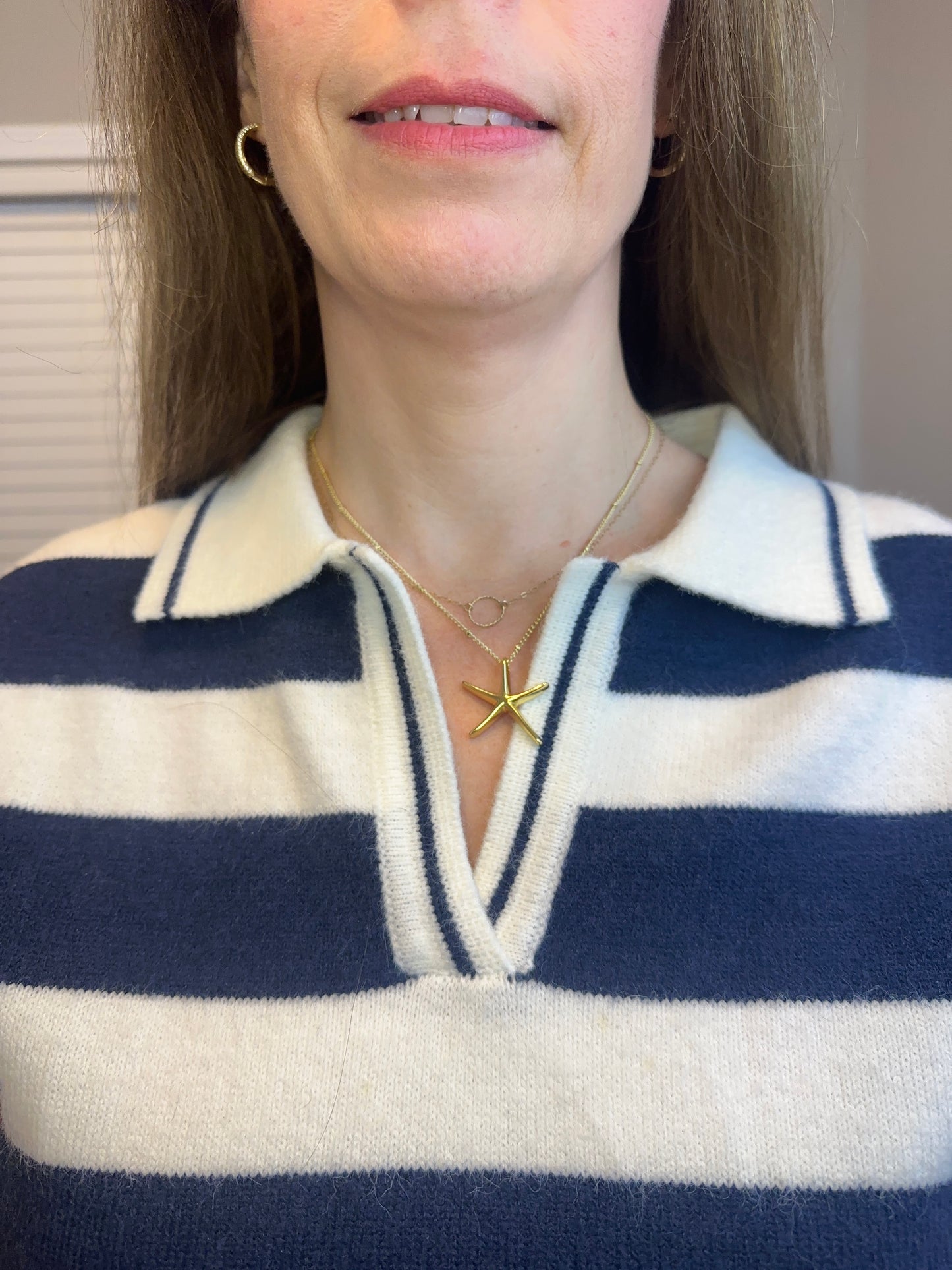 Zenana Striped Collared Short Sleeve Sweater