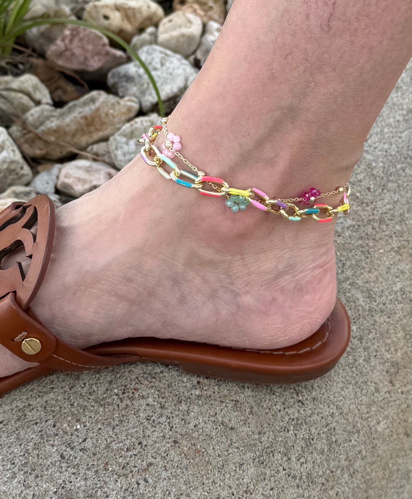 Linked In Color Bright Anklet