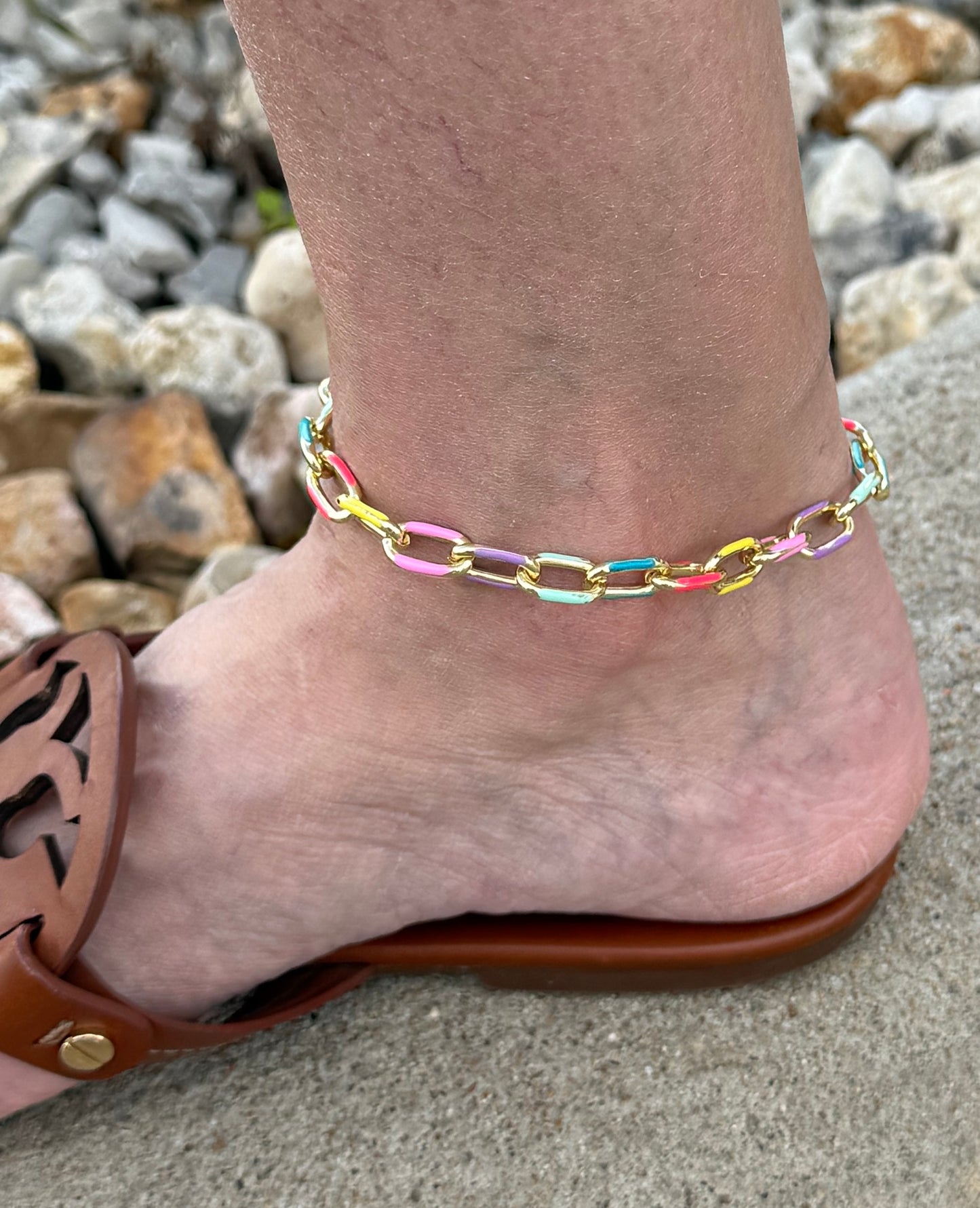 Linked In Color Bright Anklet