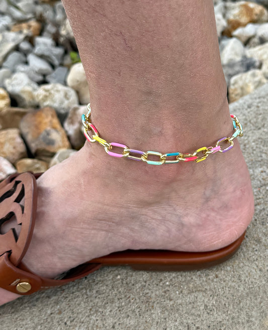 Linked In Color Bright Anklet
