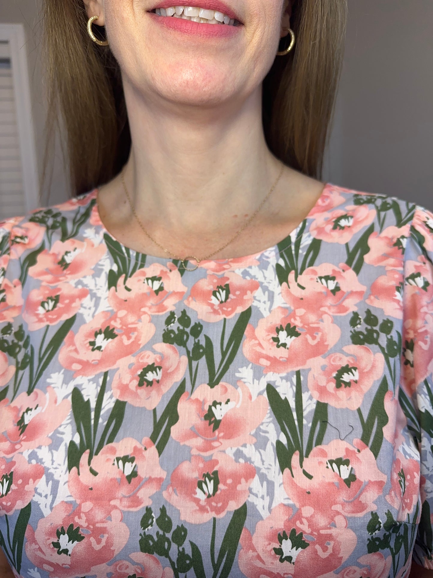 Floral Print Peplum Top with Back Ribbon Details
