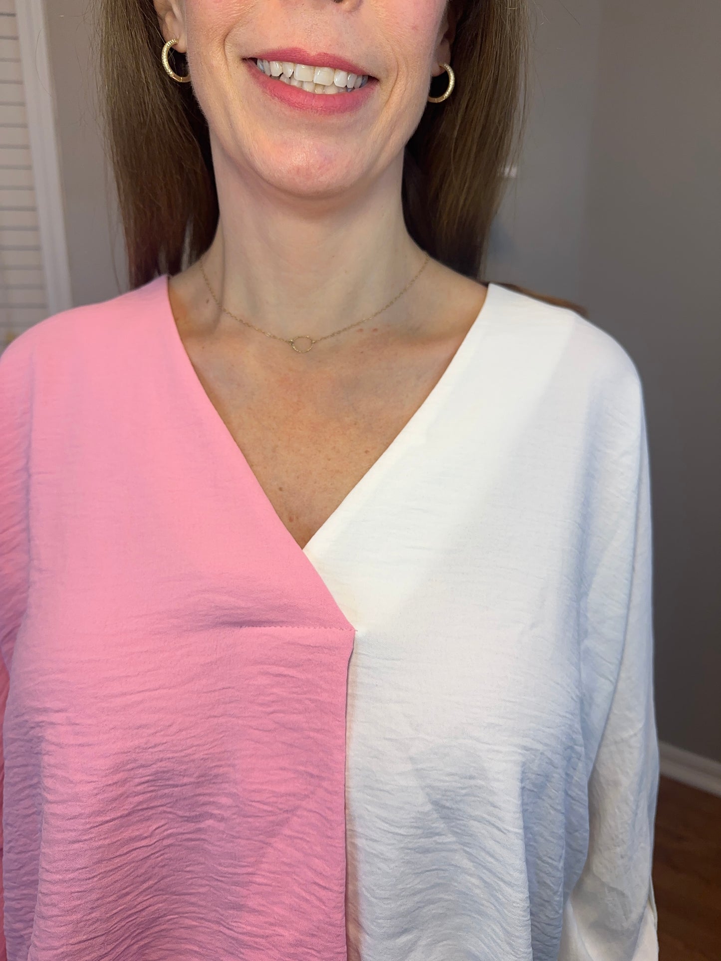 Baby Pink/White Combo 3/4 Sleeve Shirt