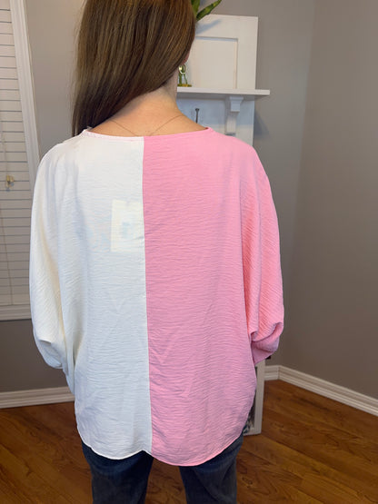 Baby Pink/White Combo 3/4 Sleeve Shirt