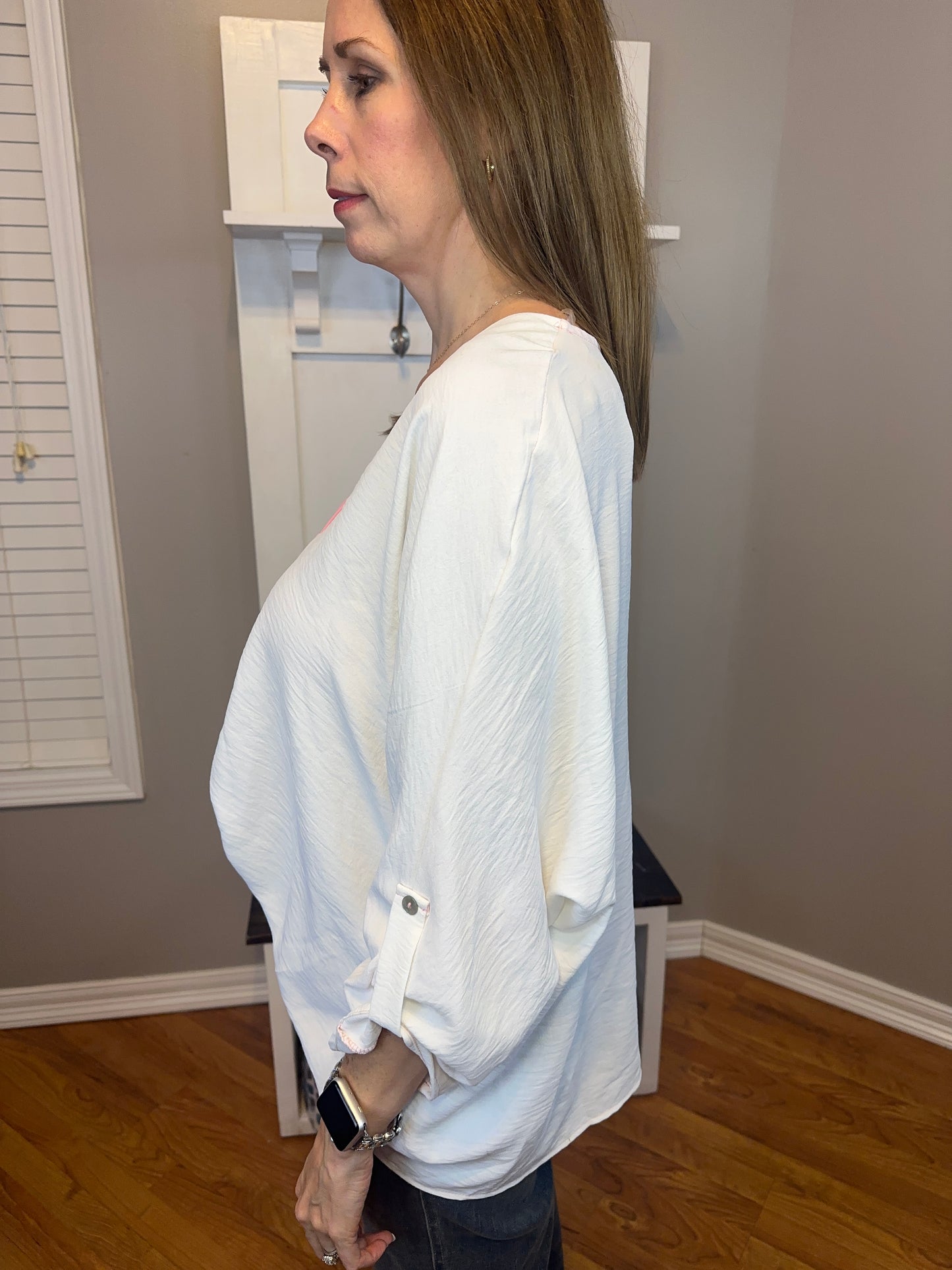 Baby Pink/White Combo 3/4 Sleeve Shirt