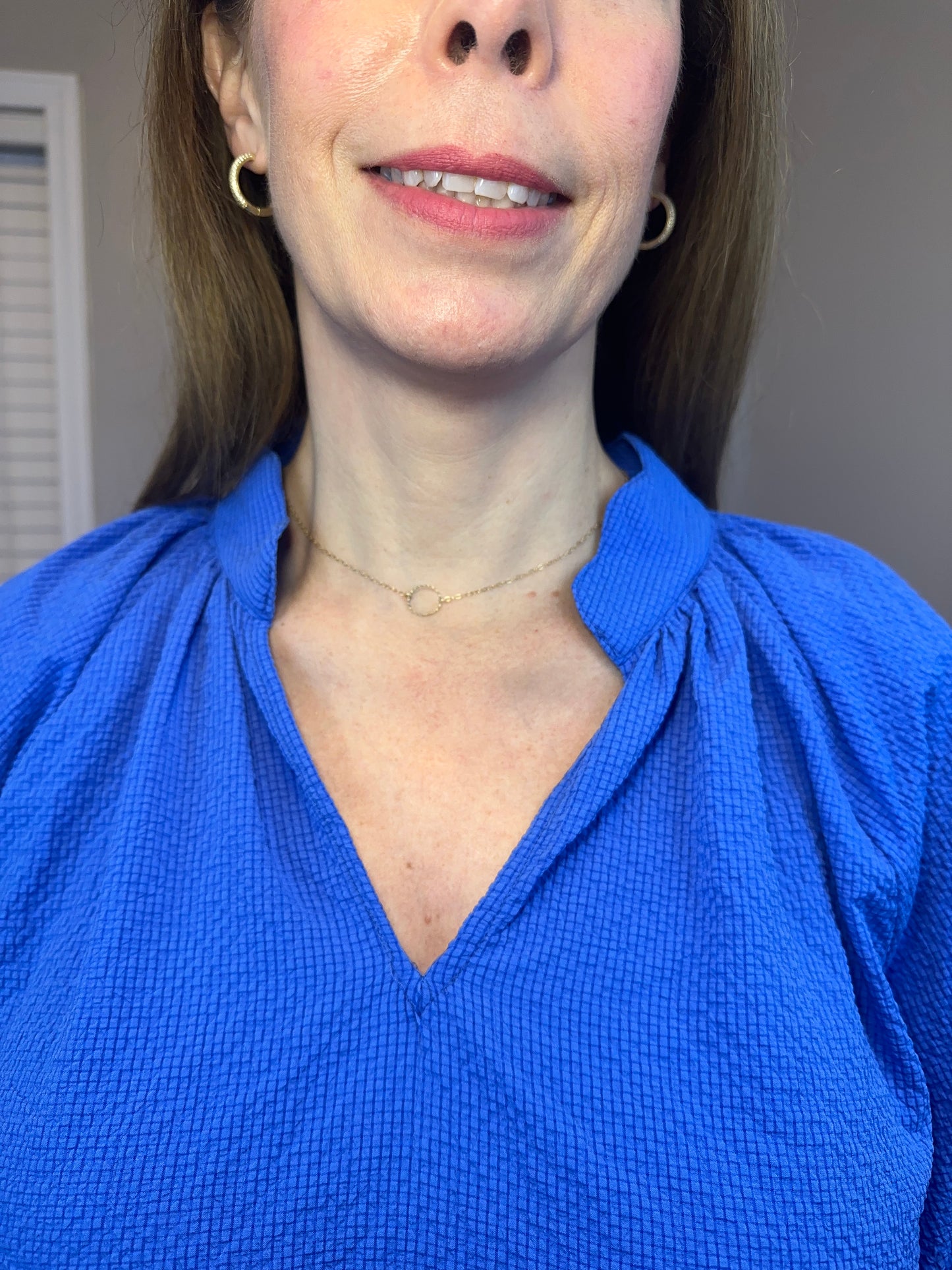 Ocean Blue Bubbled Sleeved Seersucker Top
