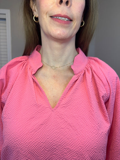 Peony Bubbled Sleeved Seersucker Top