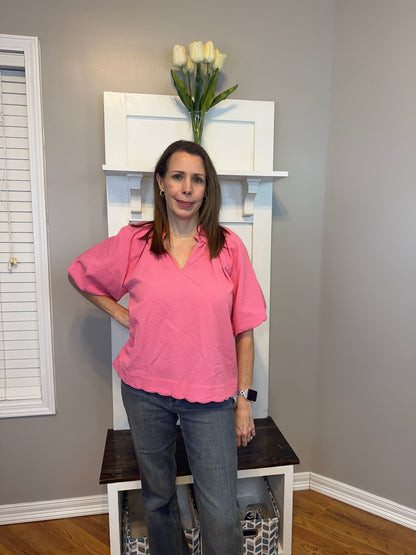 Peony Bubbled Sleeved Seersucker Top