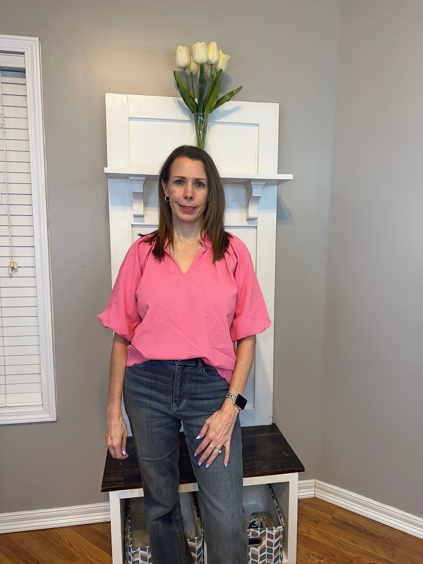 Peony Bubbled Sleeved Seersucker Top