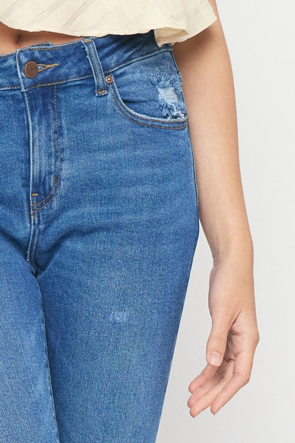 Medium colored washed denim skinny jeans image 5