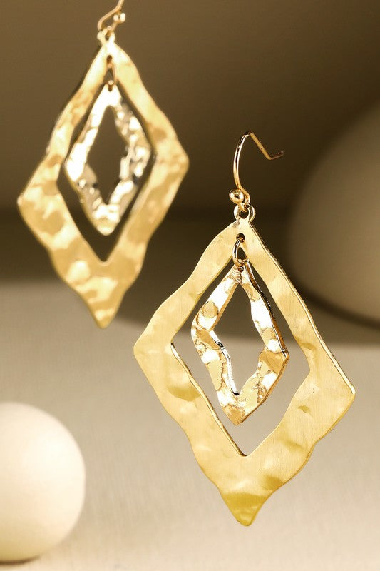 Gold rhombus shape steel earring  image 0