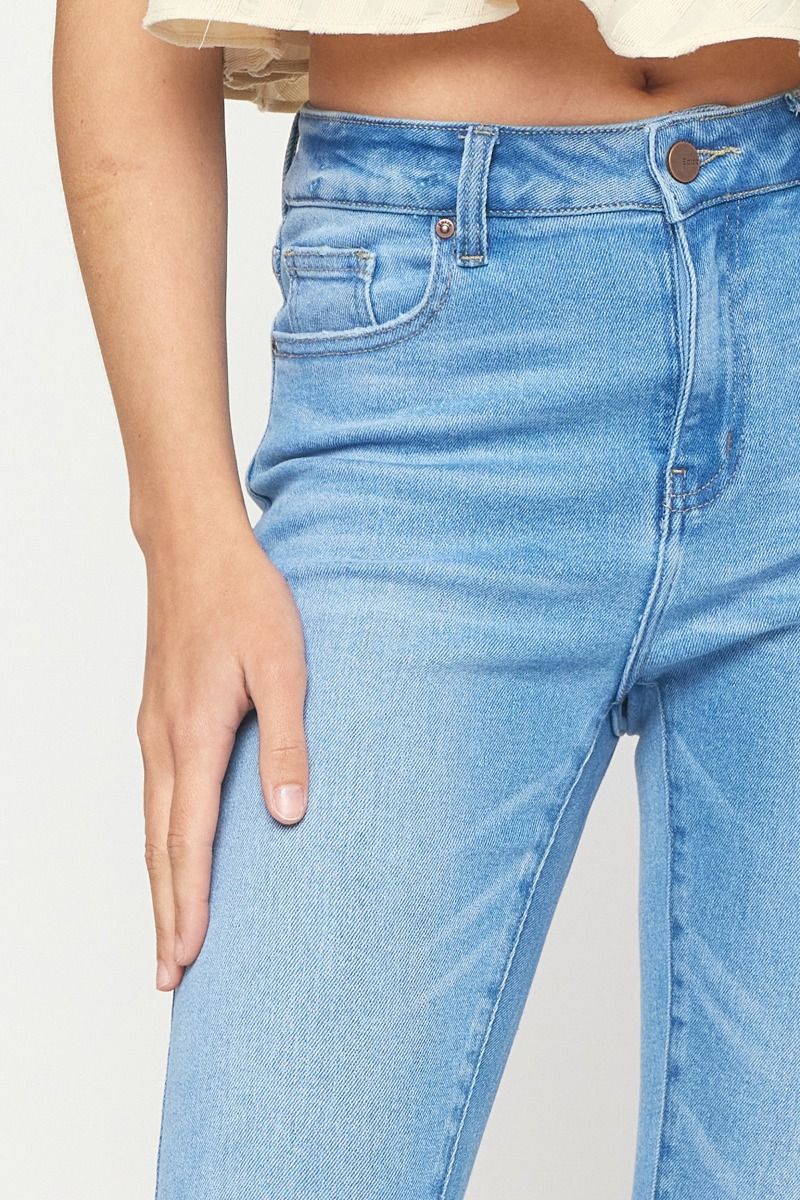 Light colored washed denim skinny jeans image 5