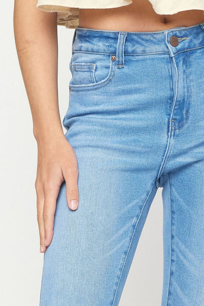 Light colored washed denim skinny jeans image 5