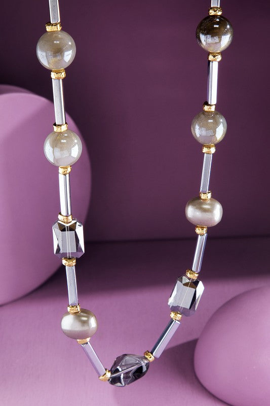 Grey mixed bead necklace image 0