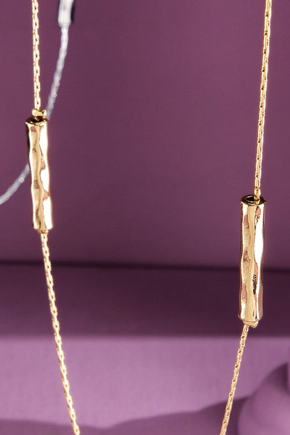 Gold brass cylinder bead necklace image 3