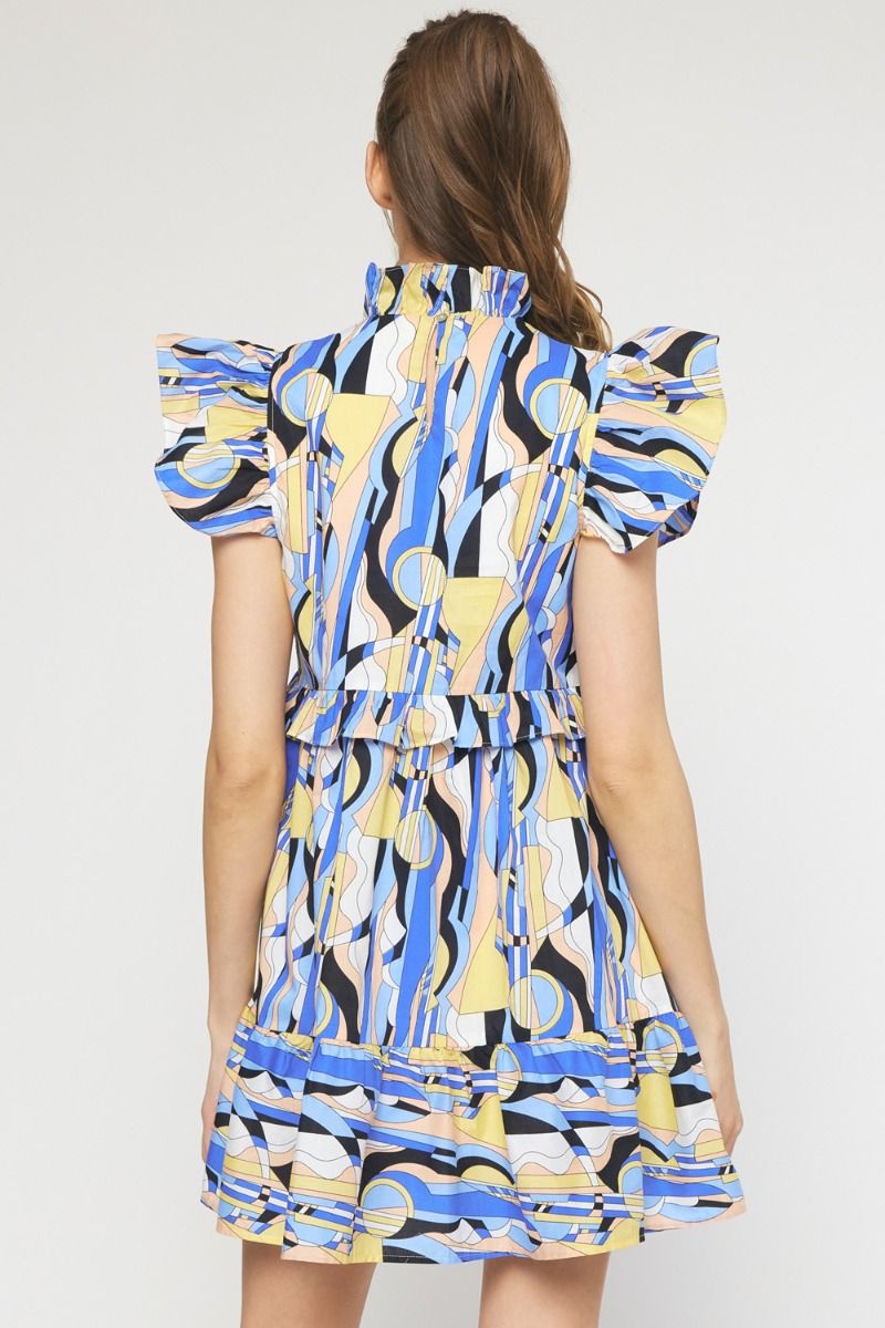 Printed short sleeve mini dress image 3