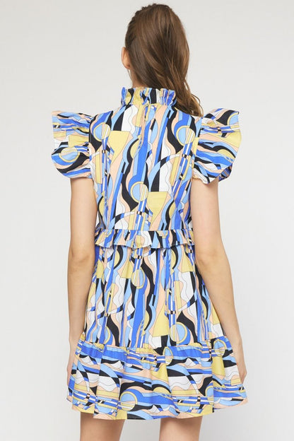 Printed short sleeve mini dress image 3