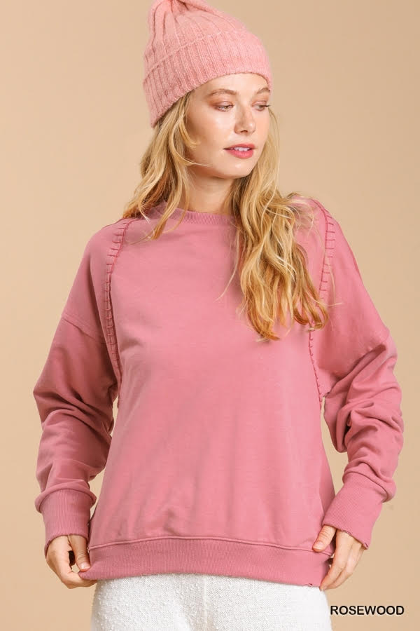 French Terry Raw Edged Mineral Wash Top with No Lining image 1