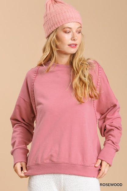 French Terry Raw Edged Mineral Wash Top with No Lining image 1