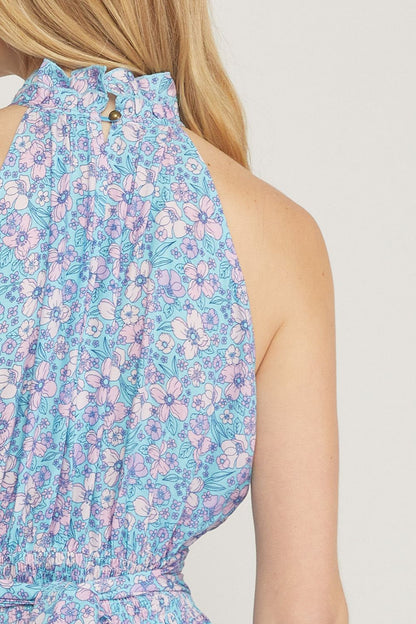 Floral print high neck sleeveless top image 6