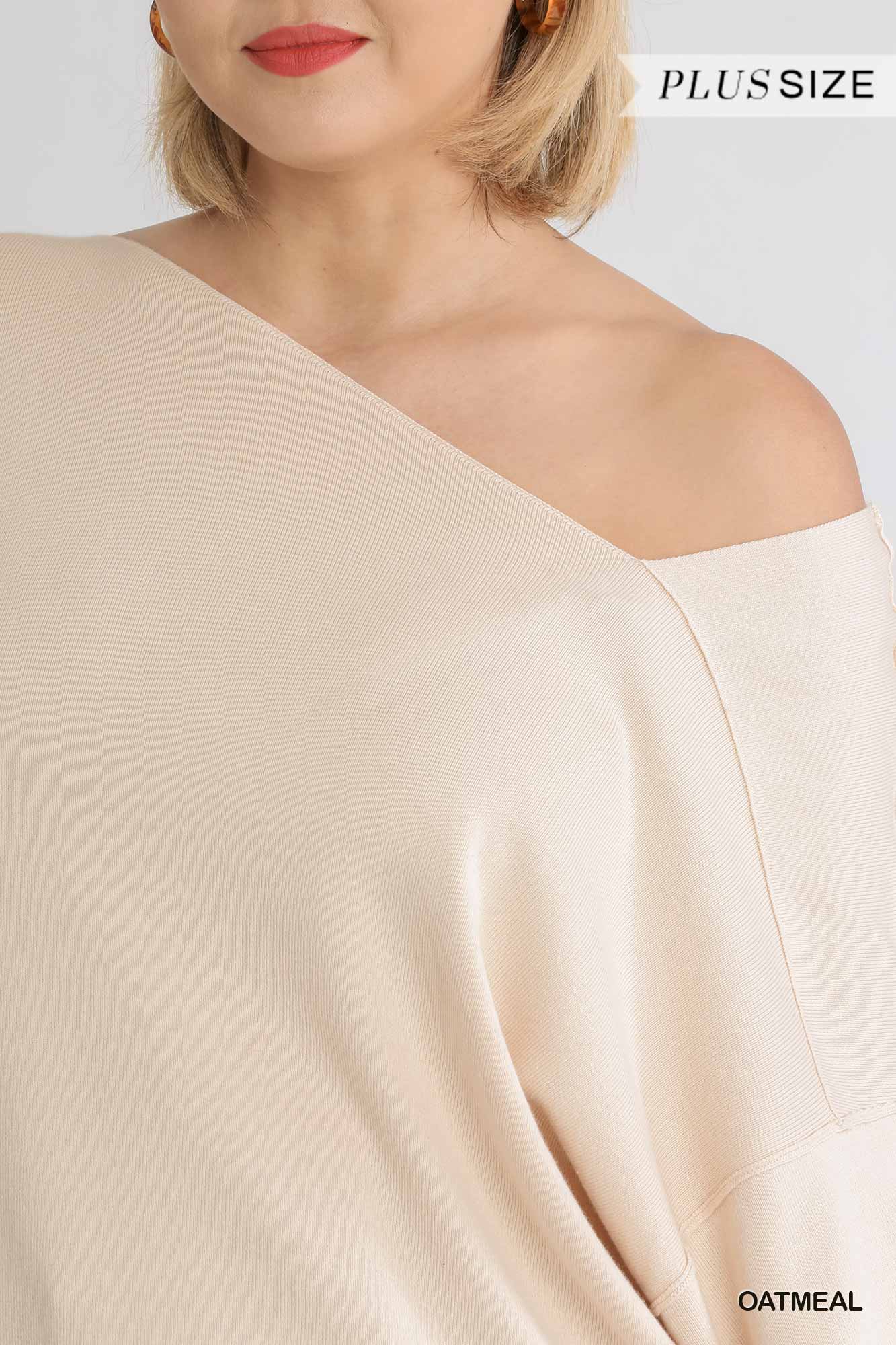 Dolman Sleeve Sweater with an Asymmetrical Neckline image 3