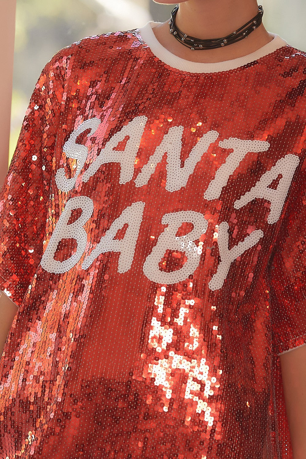 SANTA BABY Sequin Print Tunic Christmas Top image 1