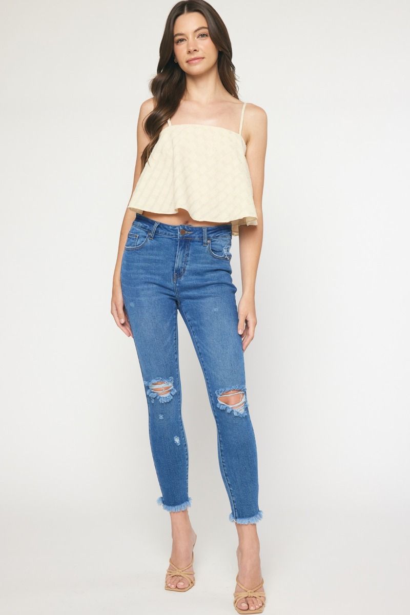 Medium colored washed denim skinny jeans image 4