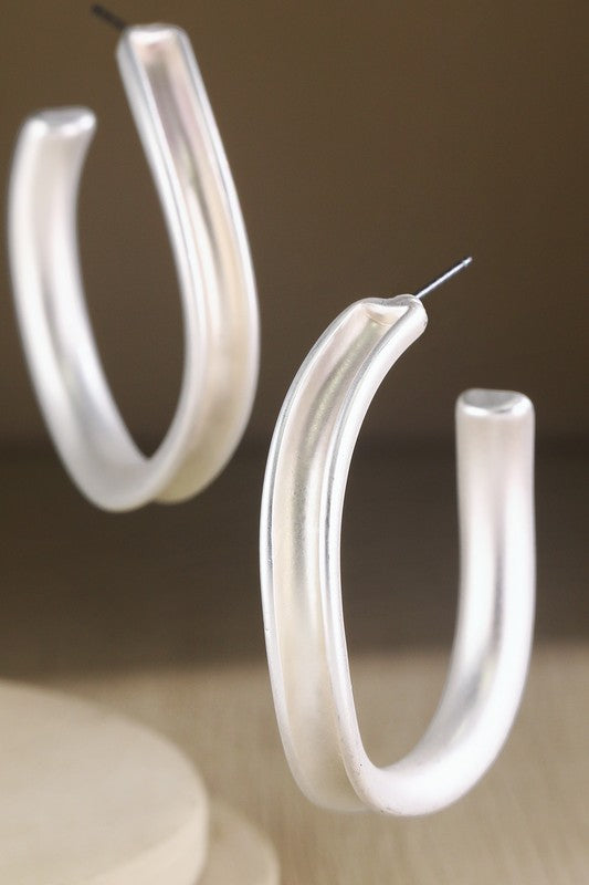 Silver oval hoop earrings image 0