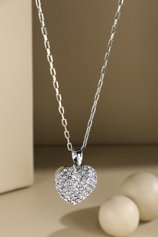 Silver brass necklace with heart pendant image 0
