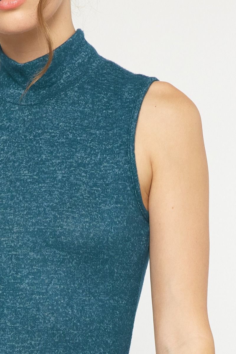 Green mock neck sleeveless bodysuit. image 6