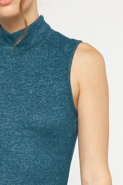 Green mock neck sleeveless bodysuit. image 6