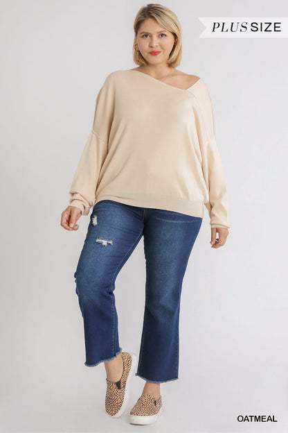 Dolman Sleeve Sweater with an Asymmetrical Neckline image 2