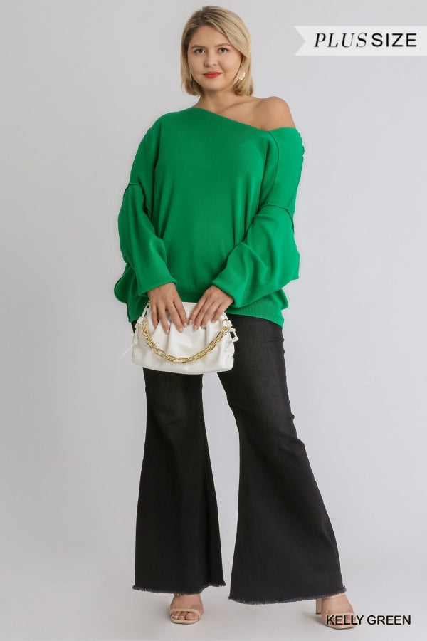 Dolman Sleeve Sweater with an Asymmetrical Neckline image 2