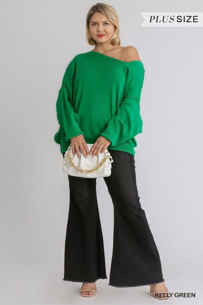 Dolman Sleeve Sweater with an Asymmetrical Neckline image 2