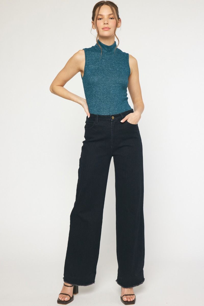 Green mock neck sleeveless bodysuit. image 5