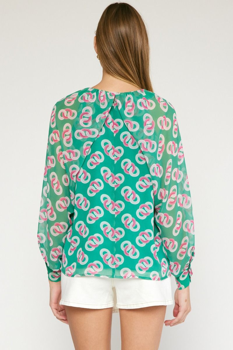 Floral print round neck long sleeve top image 4