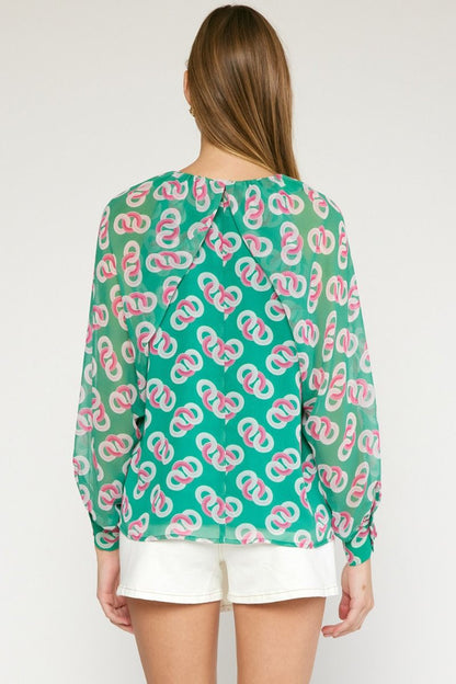 Floral print round neck long sleeve top image 4